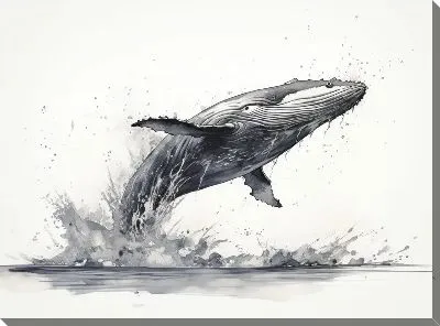 Картина маслом Кит в стиле арт №107