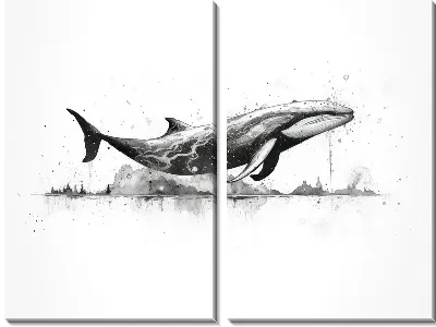 Модульная картина Кит в стиле арт №108