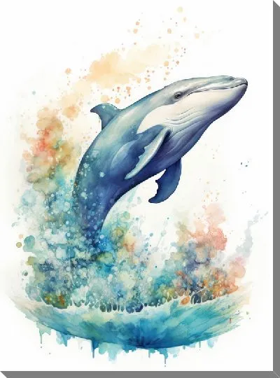 Картина маслом Кит в стиле арт №109