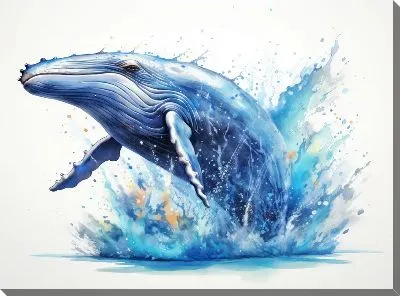 Картина маслом Кит в стиле арт №110