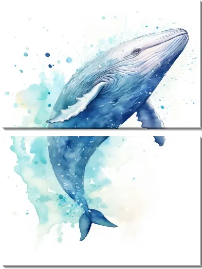 Модульная картина Кит в стиле арт №111