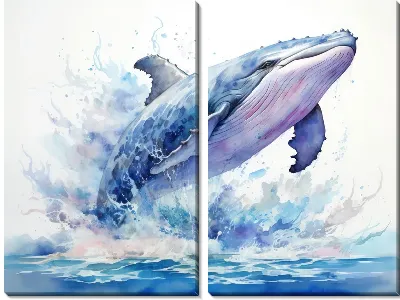 Модульная картина Кит в стиле арт №114