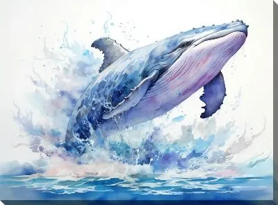 Картина маслом Кит в стиле арт №114