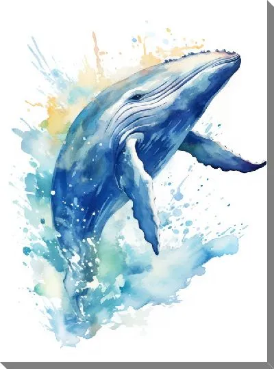 Картина маслом Кит в стиле арт №117