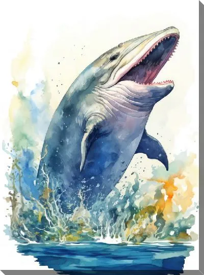 Картина маслом Кит в стиле арт №119