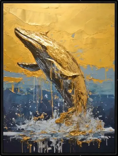 Картина Золотой кит в стиле арт №120