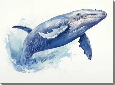 Картина маслом Кит в стиле арт №121