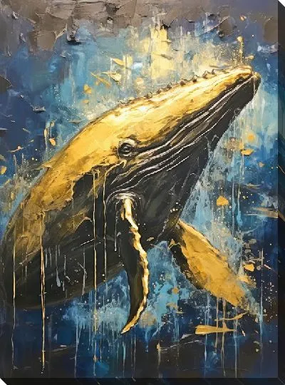 Картина маслом Кит в стиле арт №124