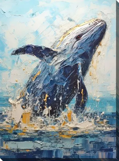 Картина маслом Кит в стиле арт №125