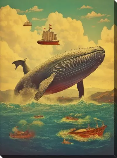 Картина маслом Кит в стиле арт №126