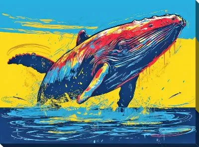 Картина маслом Кит в стиле арт №127