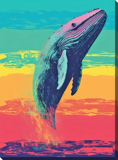 Картина маслом Кит в стиле арт №128