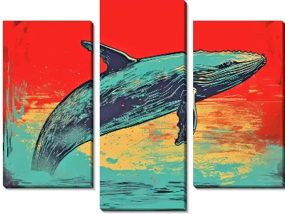 Модульная картина Кит в стиле арт №130