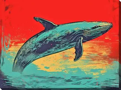 Картина маслом Кит в стиле арт №130