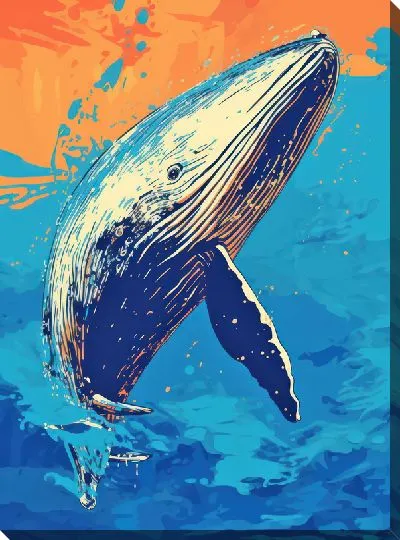 Картина маслом Кит в стиле арт №131