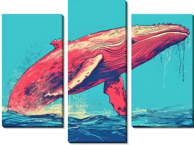 Модульная картина Кит в стиле арт №132