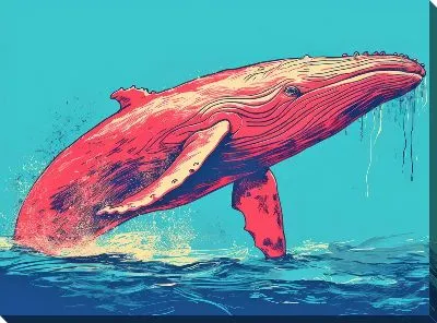 Картина маслом Кит в стиле арт №132