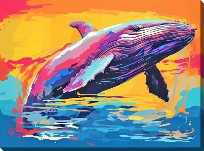 Картина маслом Кит в стиле арт №133