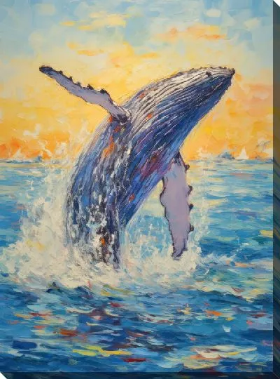 Картина маслом Кит в стиле арт №134