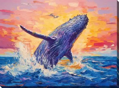 Картина маслом Кит в стиле арт №135