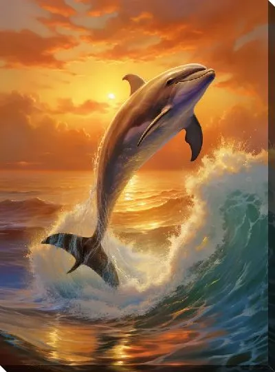 Картина маслом Дельфин в стиле арт №1