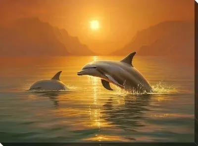 Картина маслом Дельфины в стиле арт №2