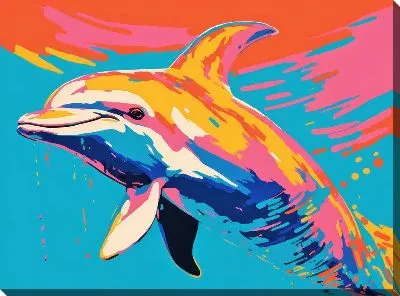 Картина маслом Дельфин в стиле арт №4