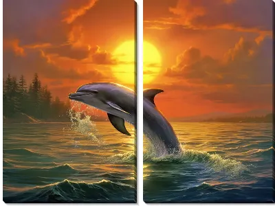 Модульная картина Дельфин в стиле арт №7