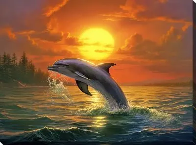 Картина маслом Дельфин в стиле арт №7