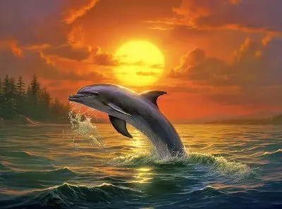 Плакат Дельфин в стиле арт №7