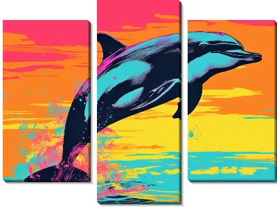 Модульная картина Дельфин в стиле арт №8