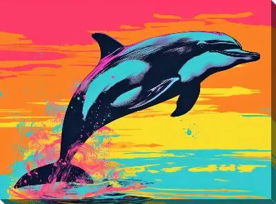 Картина маслом Дельфин в стиле арт №8