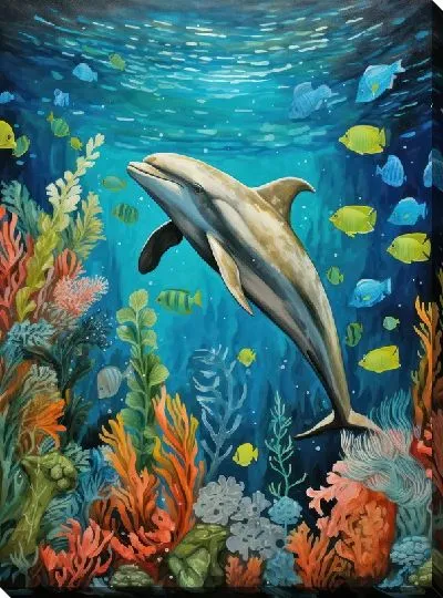 Картина маслом Дельфин в стиле арт №11