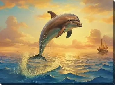 Картина маслом Дельфин в стиле арт №12