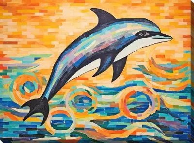 Картина маслом Дельфин в стиле арт №13