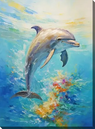 Картина маслом Дельфин в стиле арт №17