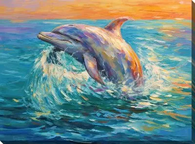 Картина маслом Дельфин в стиле арт №19