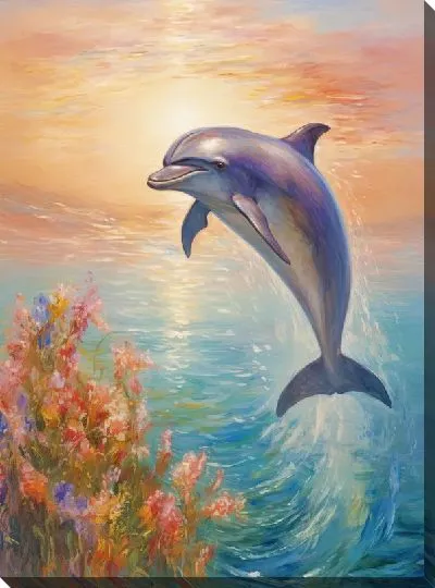 Картина маслом Дельфин в стиле арт №20