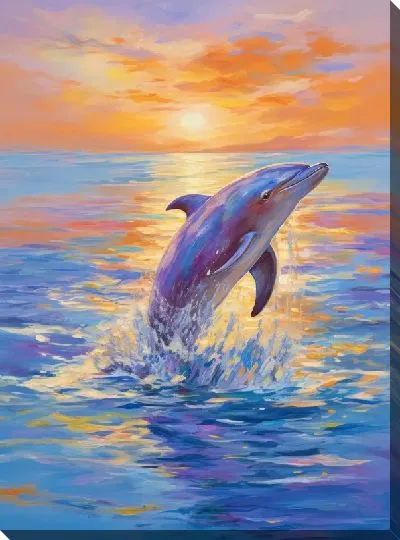 Картина маслом Дельфин в стиле арт №21