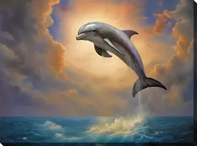 Картина маслом Дельфин в стиле арт №22
