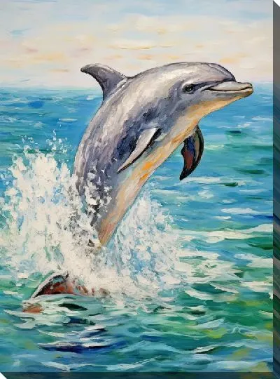 Картина маслом Дельфин в стиле арт №23