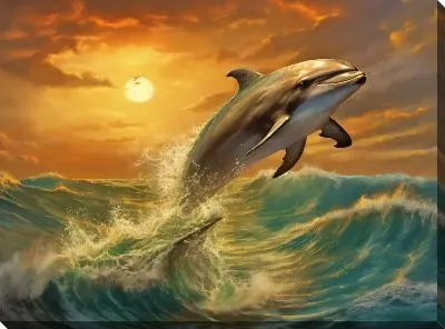 Картина маслом Дельфин в стиле арт №24