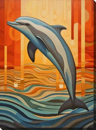 Картина маслом Дельфин в стиле арт №25