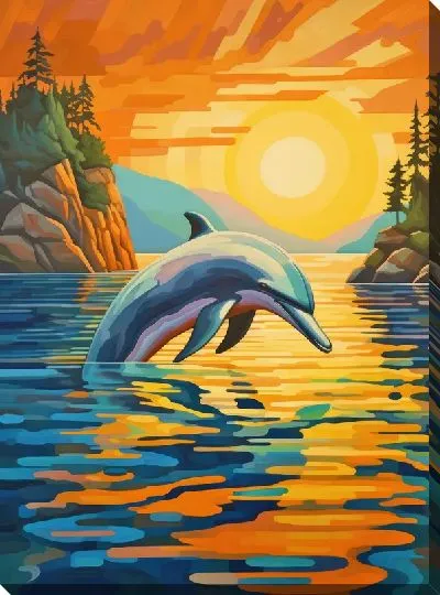 Картина маслом Дельфин в стиле арт №26