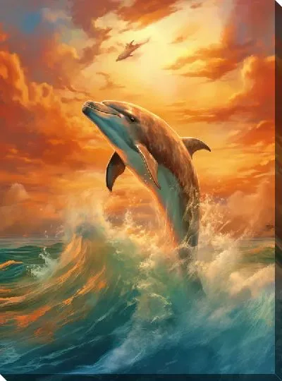Картина маслом Дельфин в стиле арт №27