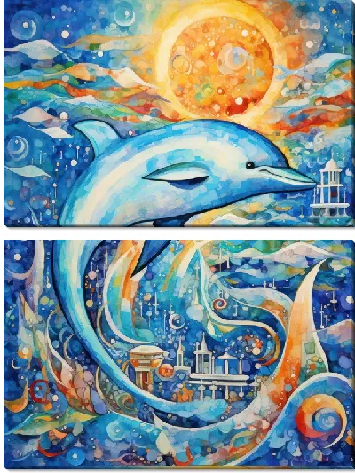 Модульная картина Дельфин в стиле арт №28