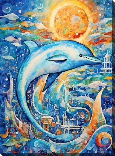 Картина маслом Дельфин в стиле арт №28