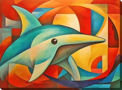 Картина маслом Дельфин в стиле арт №29