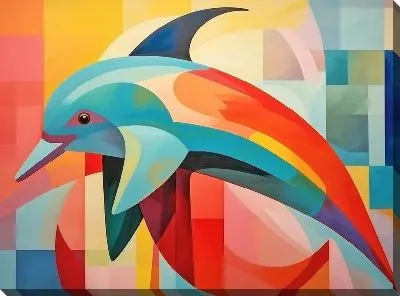 Картина маслом Дельфин в стиле арт №30