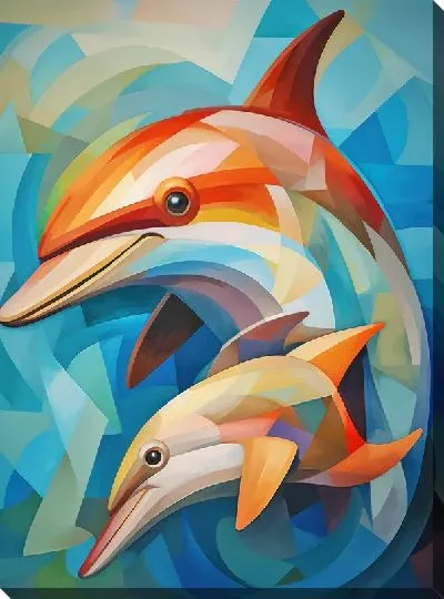 Картина маслом Дельфин в стиле арт №31